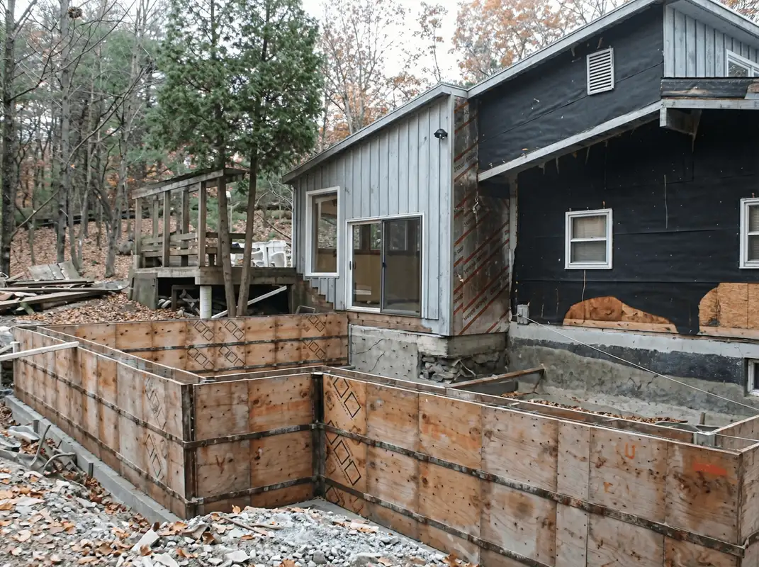 Prepared site with foundation forms for home remodeling and addition project in Austin, TX